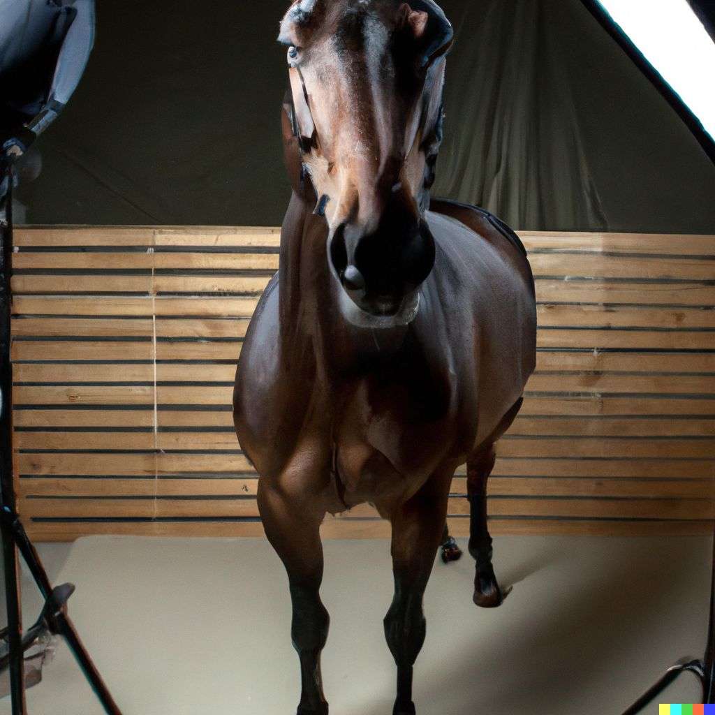 a horse in a professional photography studio